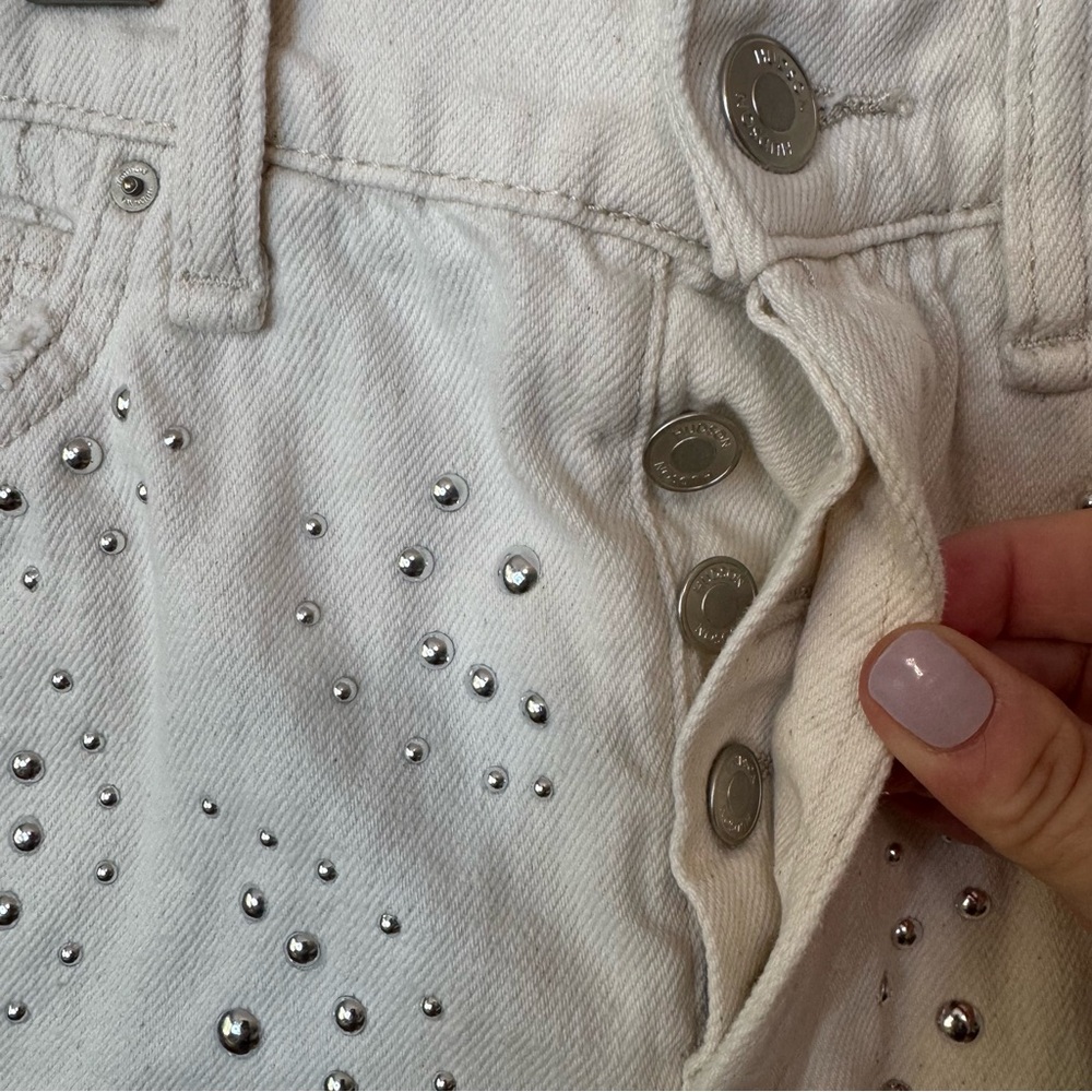 Hudson Lori Star Studded Off White 100% Cotton Denim Shorts. Women’s 26 - Picture 4 of 15